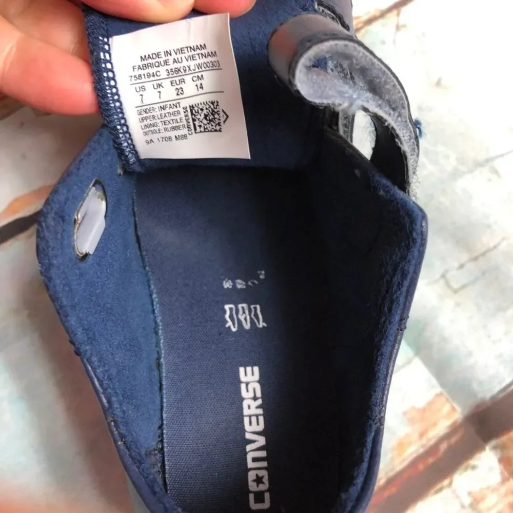 Navy Leather Converse Velcro Toddler 7